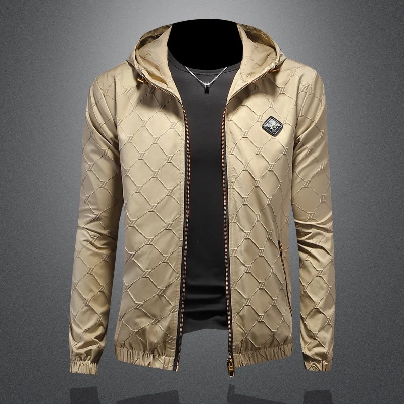 Men Luxury Fashion Trend Bomber Streetwear Long Sleeve Zipper Casual Jacket Coat