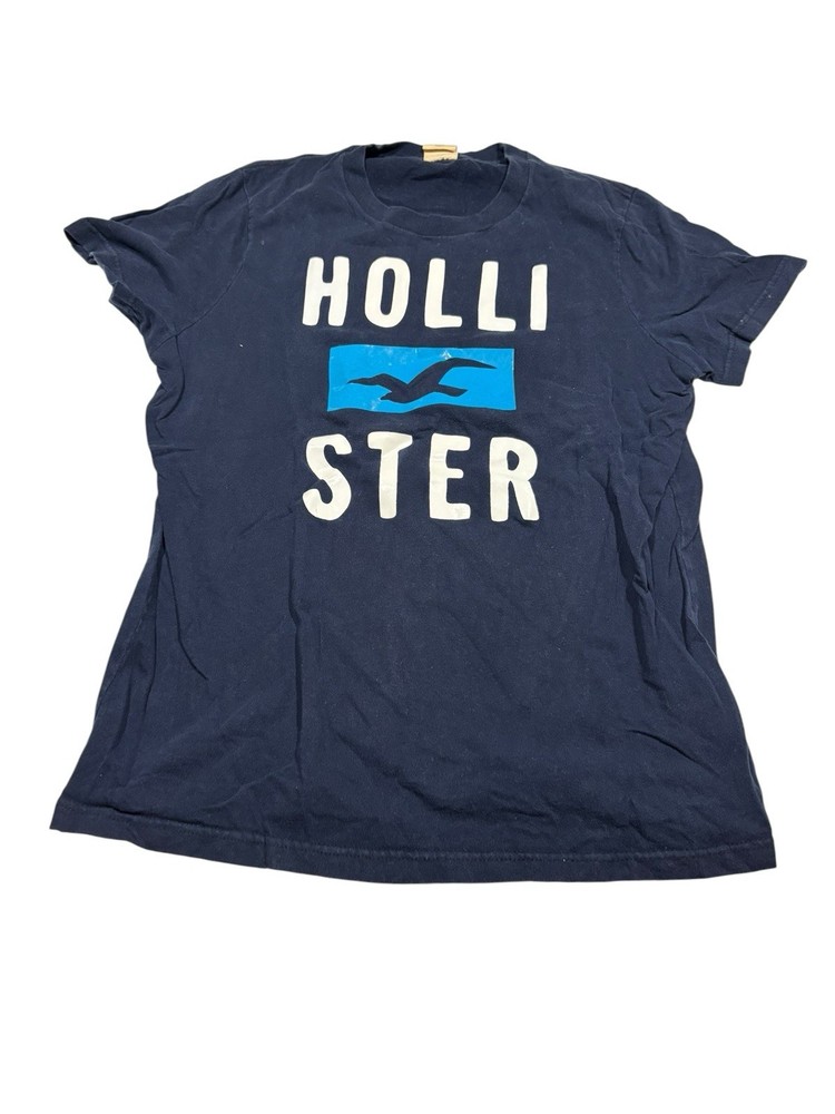 Hollister California Men's Navy Logo Graphic Short Sleeve T Shirt Size Small