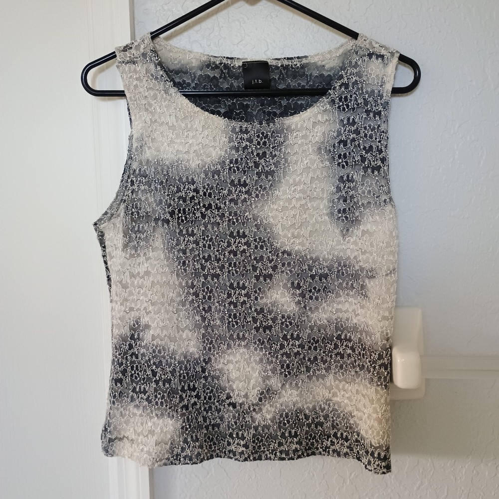 JTB Black White Gray Lace Tank Top Women's Size Large