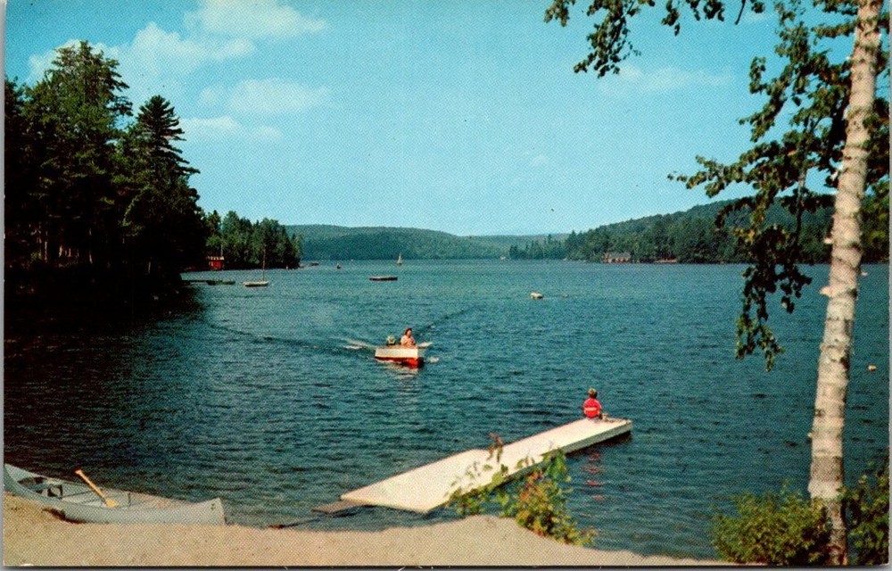 Vintage Plastichrome Postcard Lake Scene New Hampshire Vermont Don Sieburg