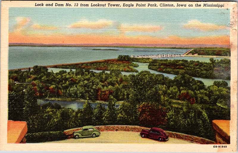 Postcard DAM SCENE Clinton Iowa IA m/09 AO2754