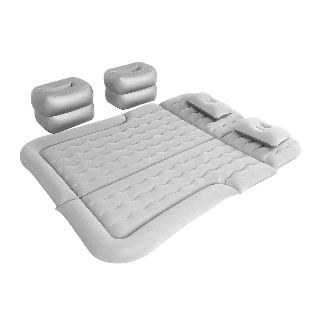 Inflatable Car Air Mattress Travel Bed Sleeping Pad Gray Camping Gear