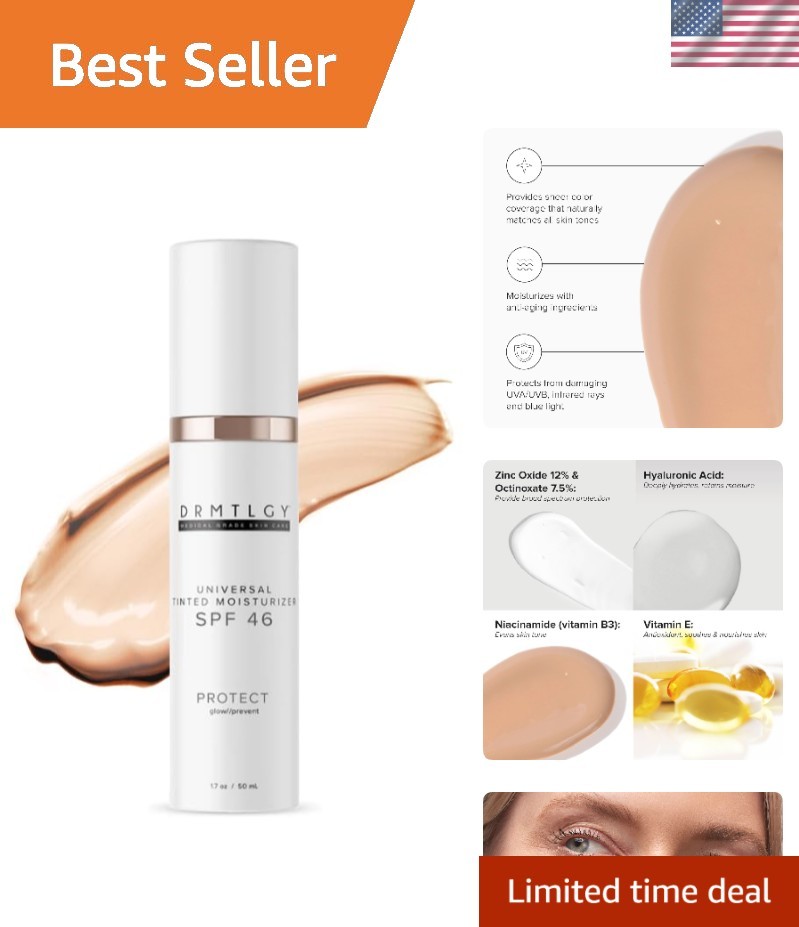 Anti-Aging Tinted Moisturizer with SPF 46. Universal Tint. All-In-One Light C...