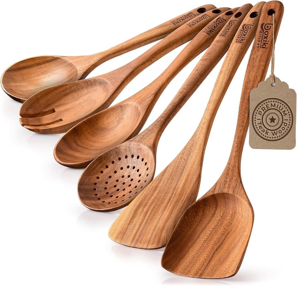 Luxury Teak Cooking Set - Elegant 6-Piece Cutlery Collection