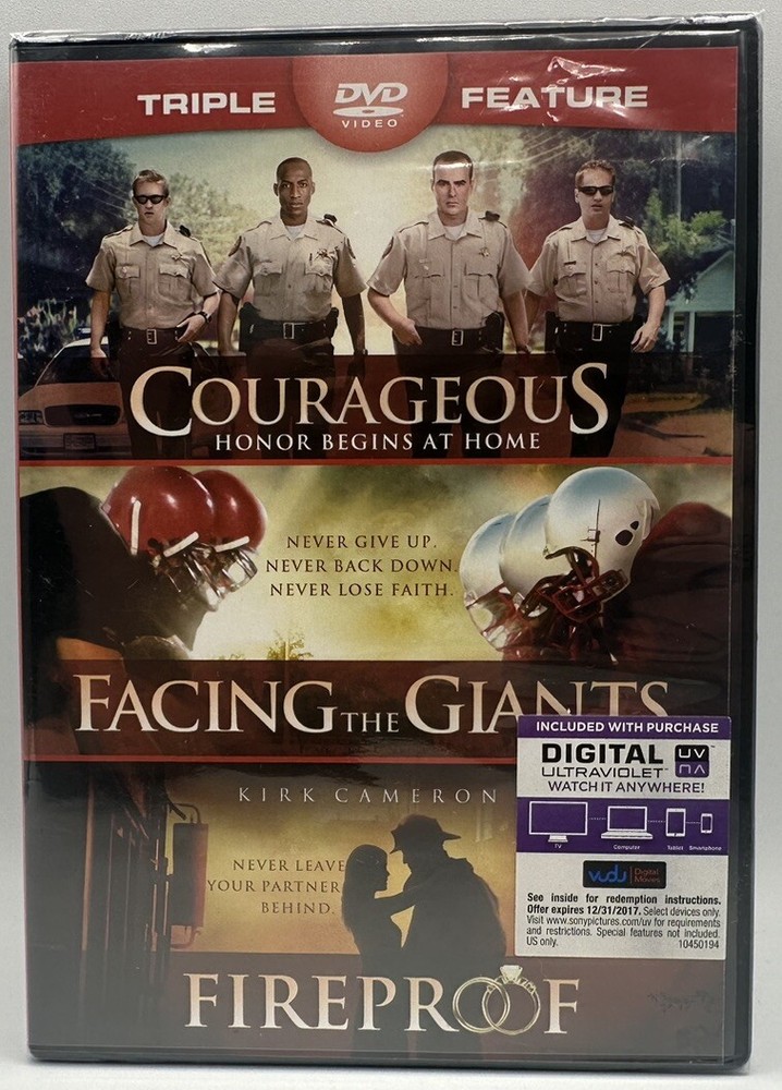 DVD Triple Feature Courageous  Facing The Giants  Fireproof  Brand New 2014