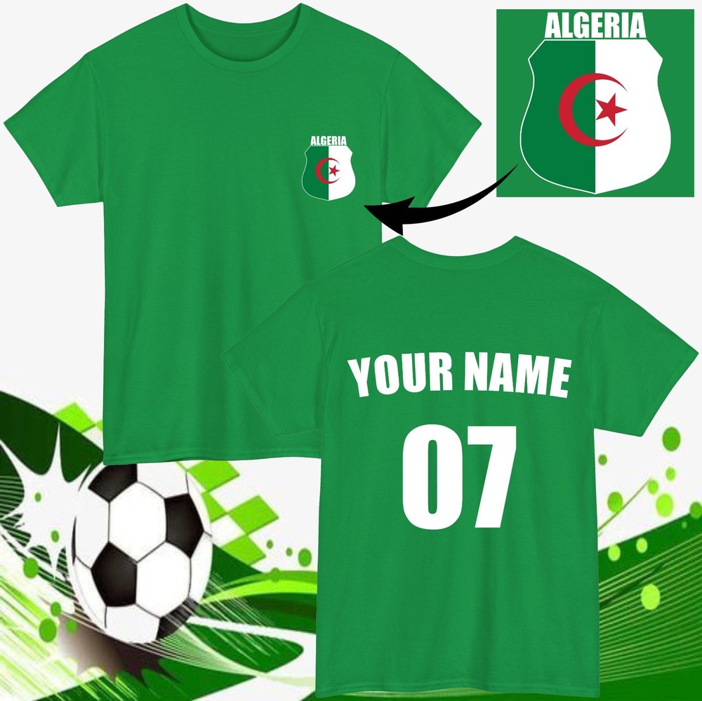 Personalised Algeria Football T-Shirt Custom Name Number Fan Gift Unisex Tee Top