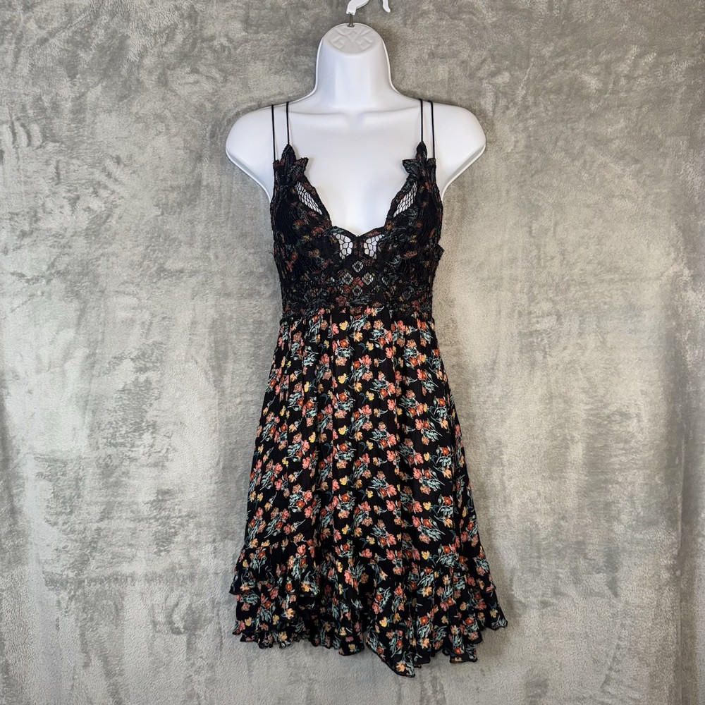 FP One Free People Adella Floral Lace Slip Dress S/M? Fairy Grunge Festival Boho