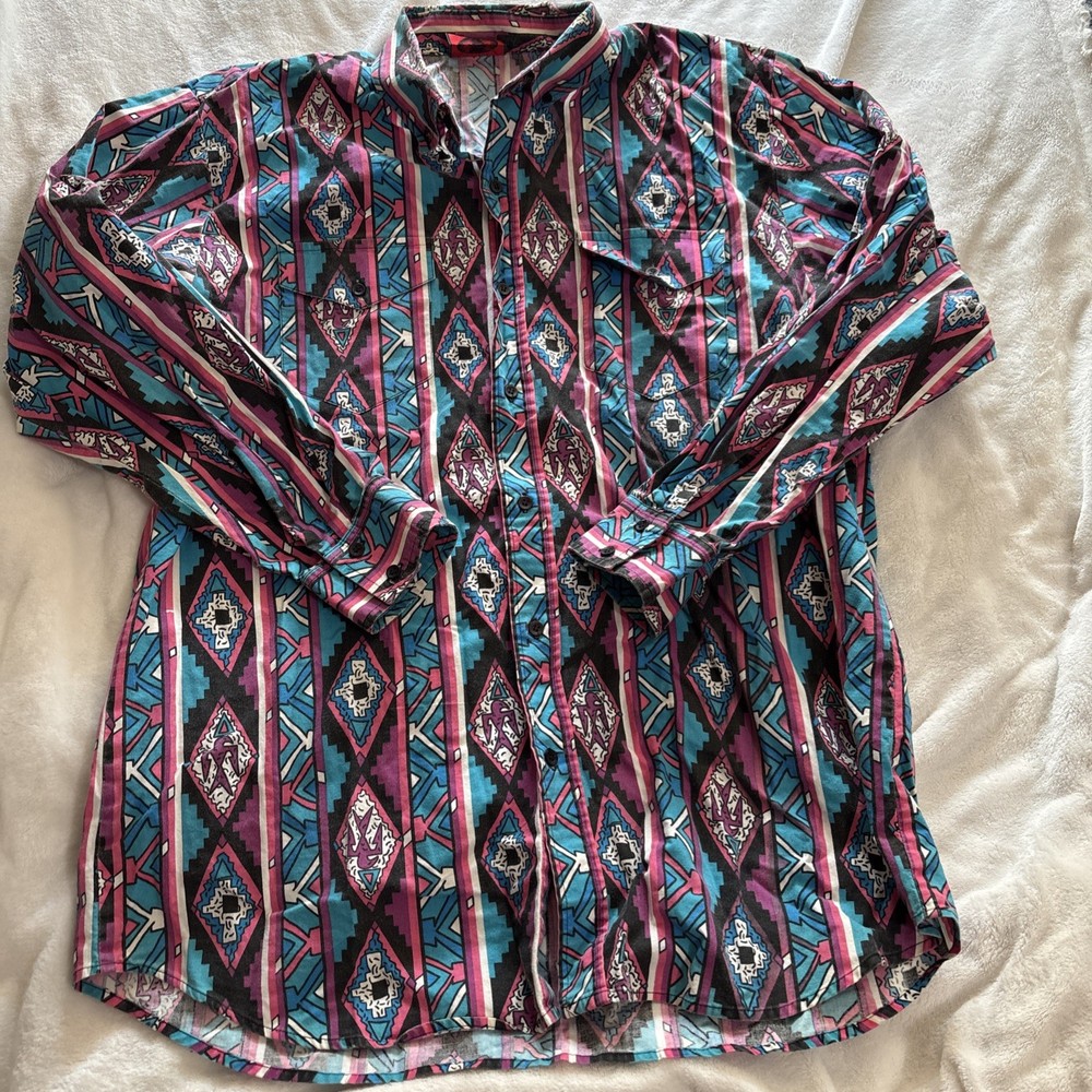 Vintage Canyon Trail Long Sleeve Western Shirt  XL Aztec Southwest Cowboy