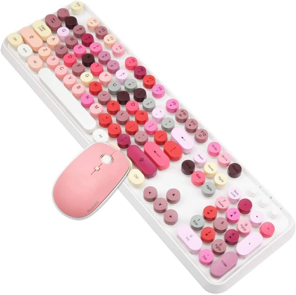 2.4GHz Wireless Retro Typewriter Keyboard and Cute Mouse Combo