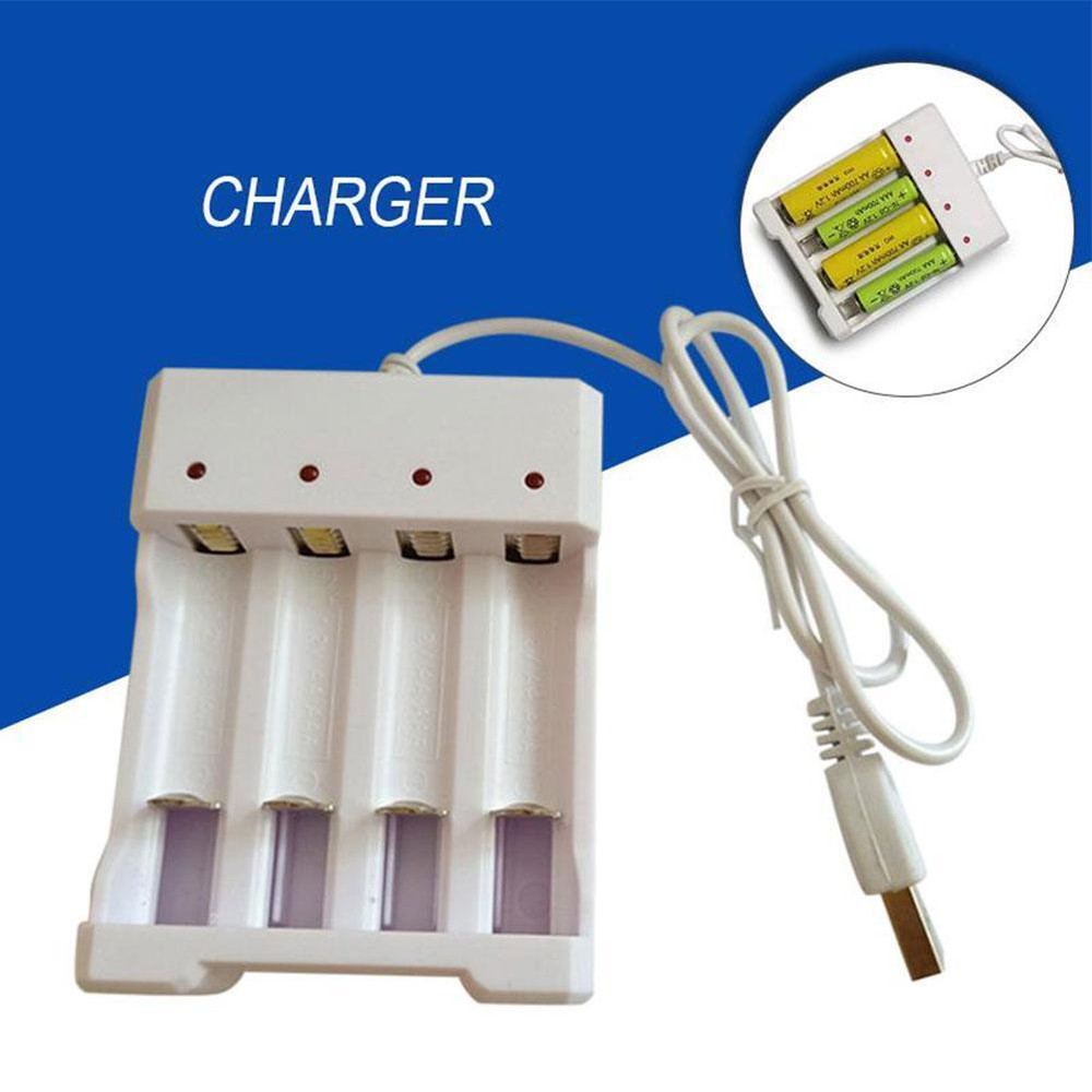 USB Plug Fast Battery Charger For AA AAA Rechargeable Slots Batteries 4  US