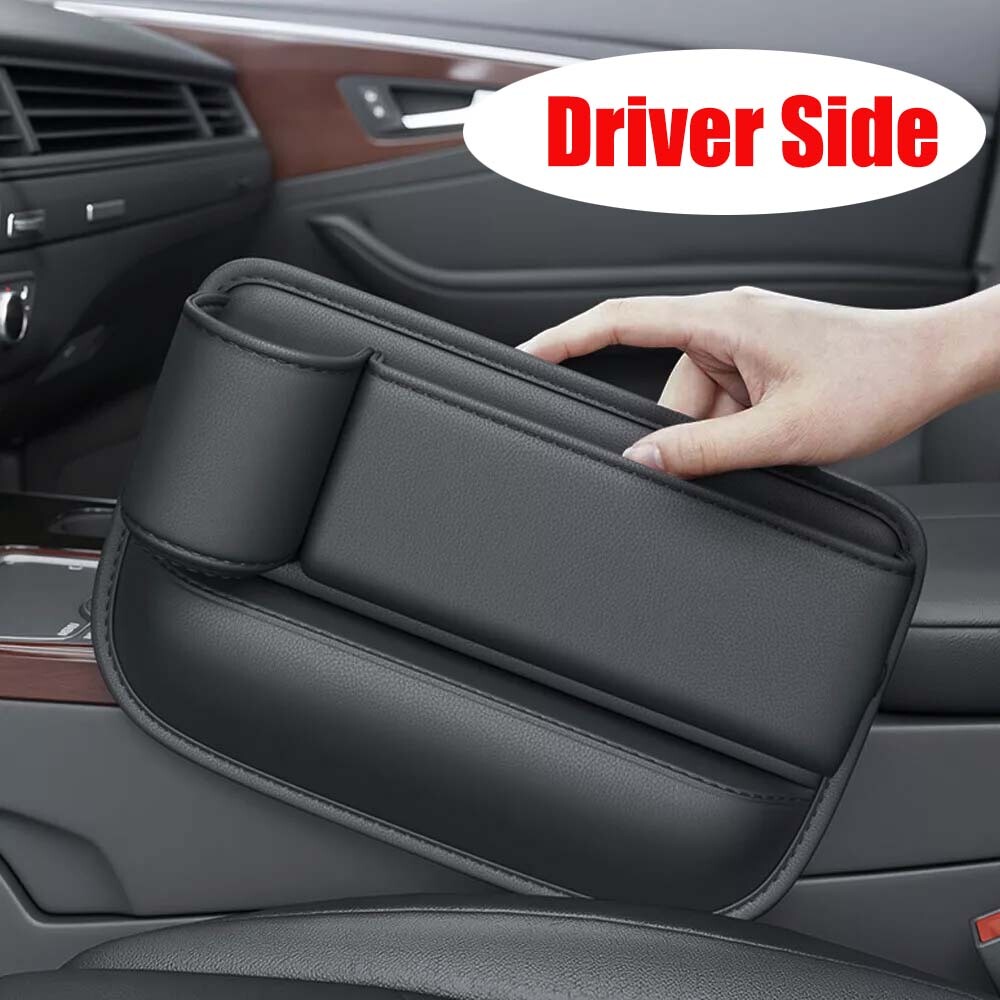 For Honda Car Seat Gap Filler Box Organizer Leather Storage Bag With Cup Holder