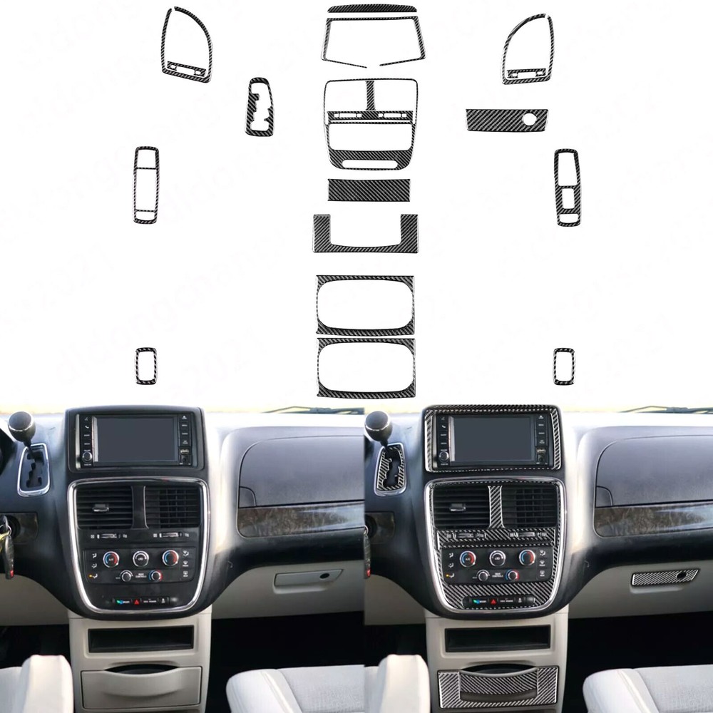18Pcs Carbon Fiber Kits Full Interior Trim For Grand Caravan C/V Town & Country