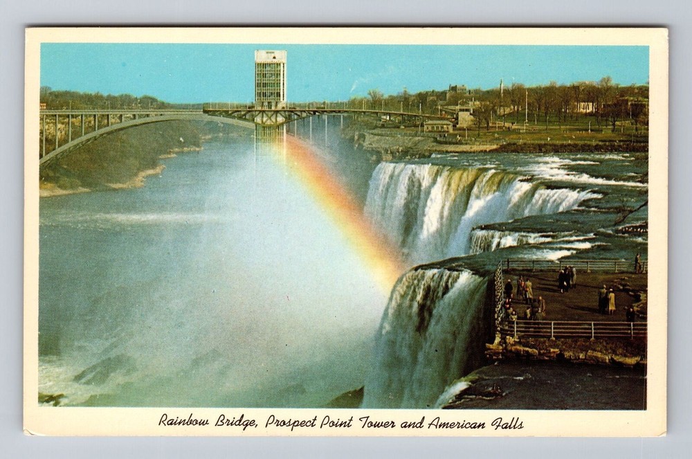 New York NY Niagara Falls Rainbow Bridge Prospect Point Tower Vintage Postcard