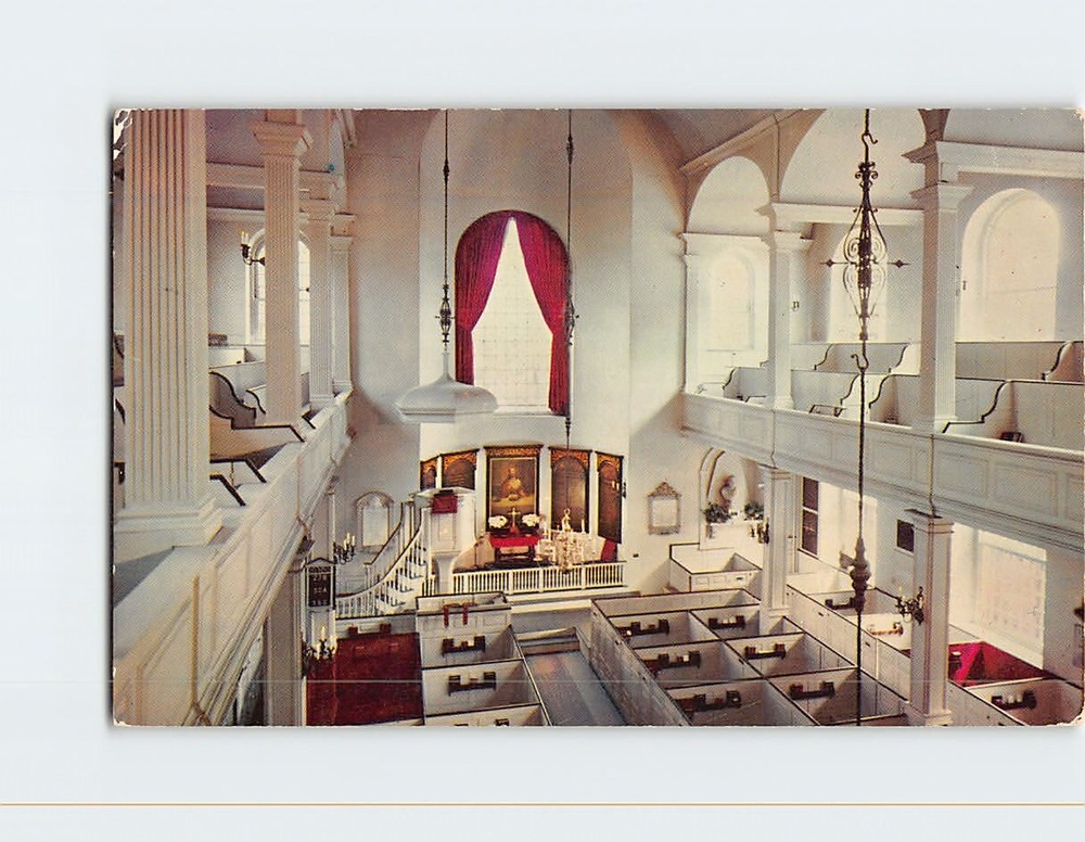 Postcard Interior Of Old North Church Of Paul Revere Fame Boston MA USA