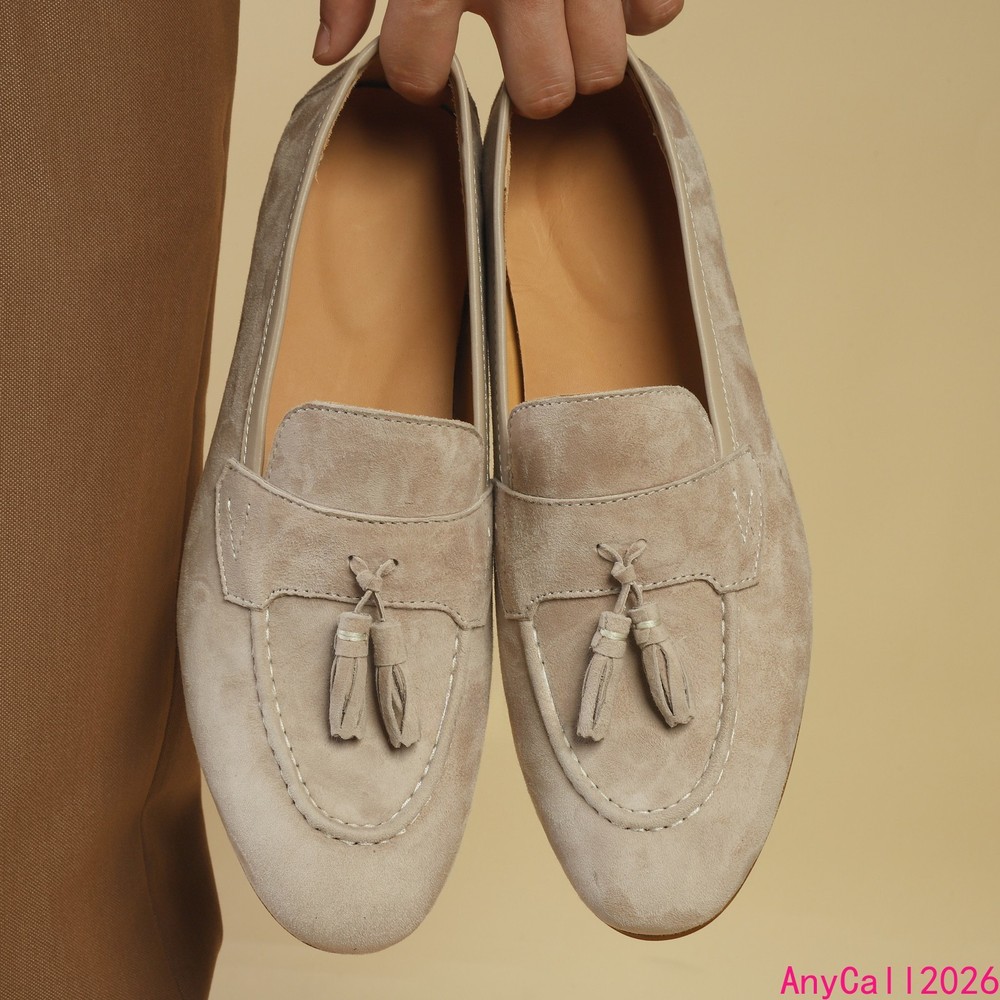 British Tassel Men Slip on Loafer Real Suede Leather Dress Casual Shoes Business