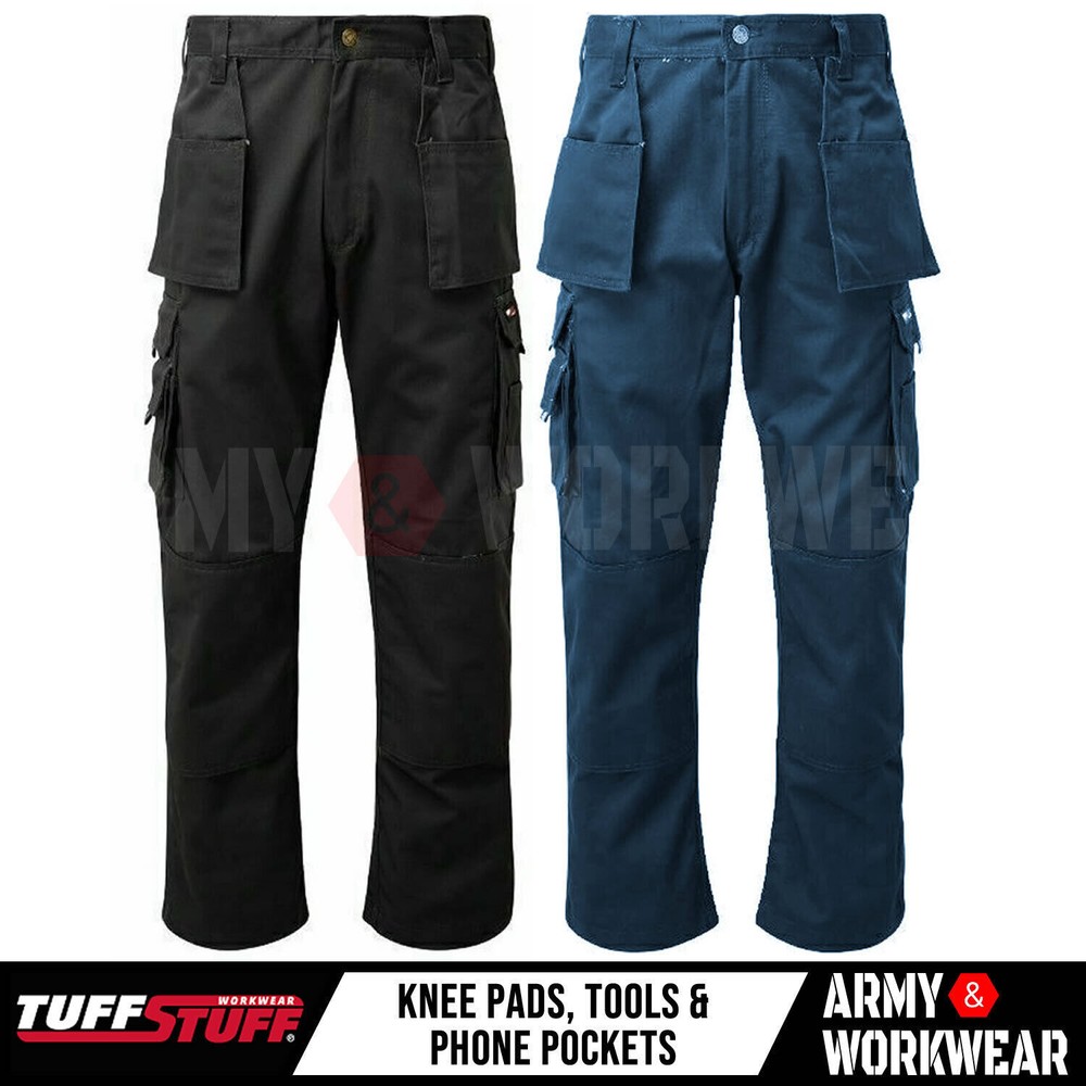 Mens Tuff Stuff Pro Work Trousers Premium Combat Cargo Style Knee Pad Pocket 711