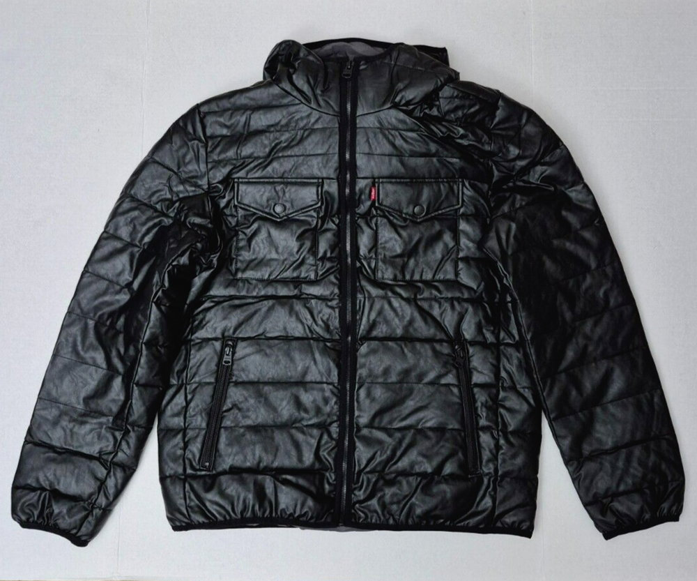 Levi's Hooded Quilted Puffer Stretch Jacket Men’s Streetwear  M , L  Black - NWT