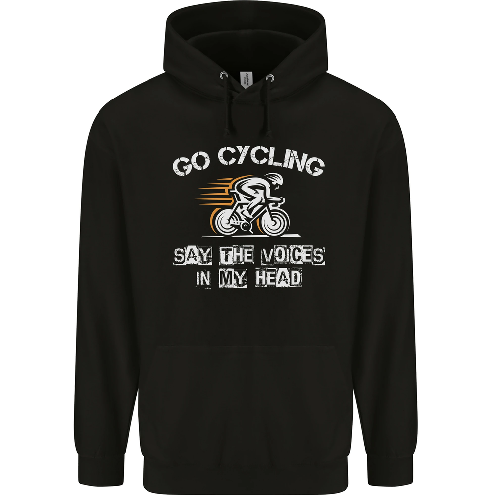 Go Cycling Say Voices in My Head Cyclist Mens 80% Cotton Hoodie