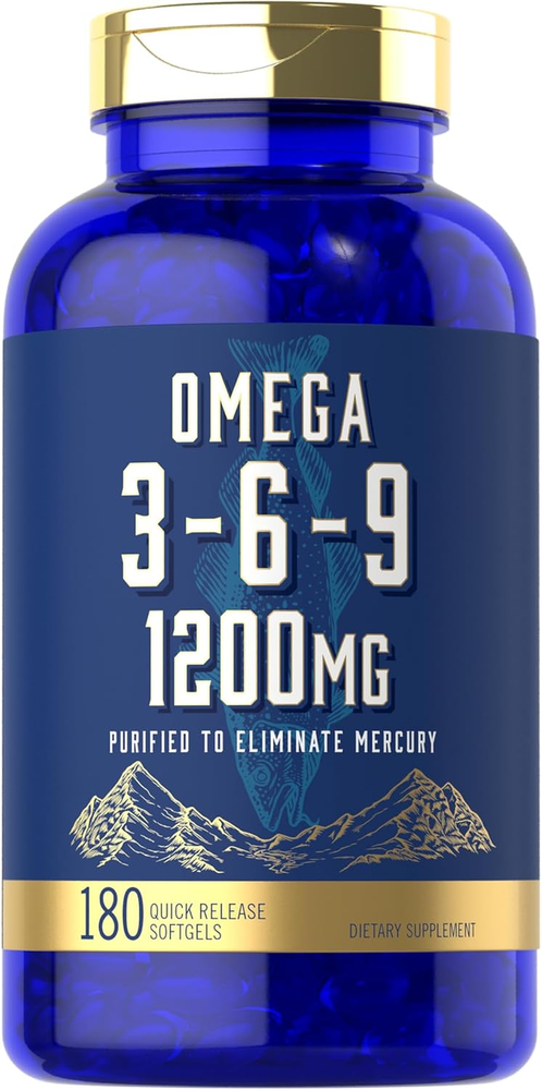Omega 3-6-9 1200Mg | 180 Softgel Capsules | Triple Omega Supplement | Fish, Flax