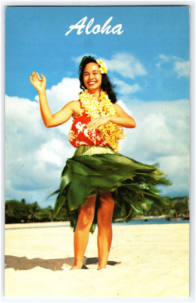 Aloha Lovely Hawaiian Hula Maiden Islands Of Hawaii Postcard