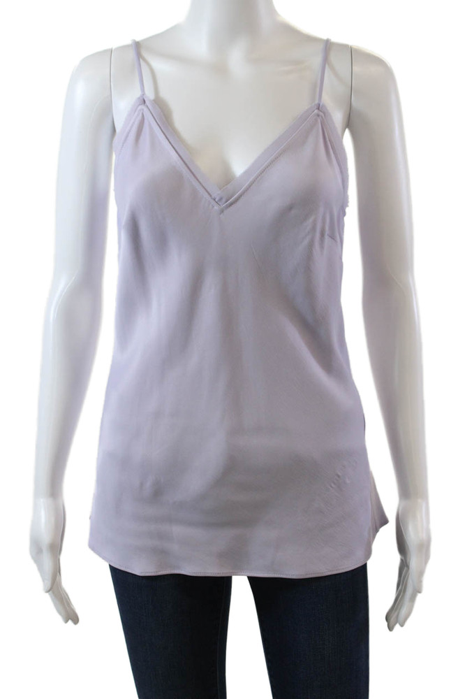 Frame Womens V-neck Mesh Trim Sleeveless Camisole Tank Top Lilac Size SFree Shipping in US $100+ Orders | $6.95 Orders Below