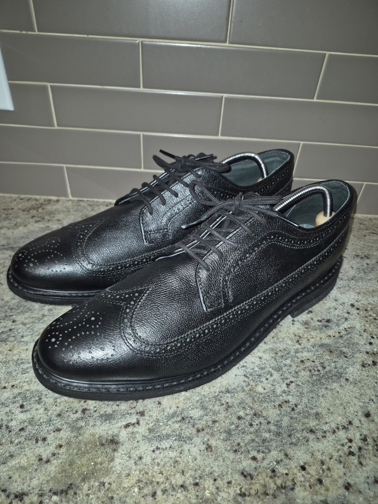 Executive Imperials Wingtip Dress Shoes Mens 15 D Black Leather Brogue DerbyNear Mint!
