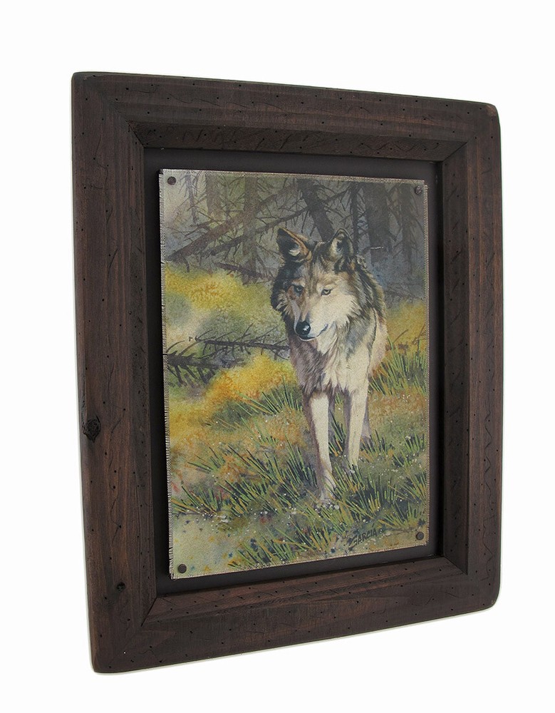 Zeckos Big Sky Carvers Grey Wolf Wood Frame Wall Art