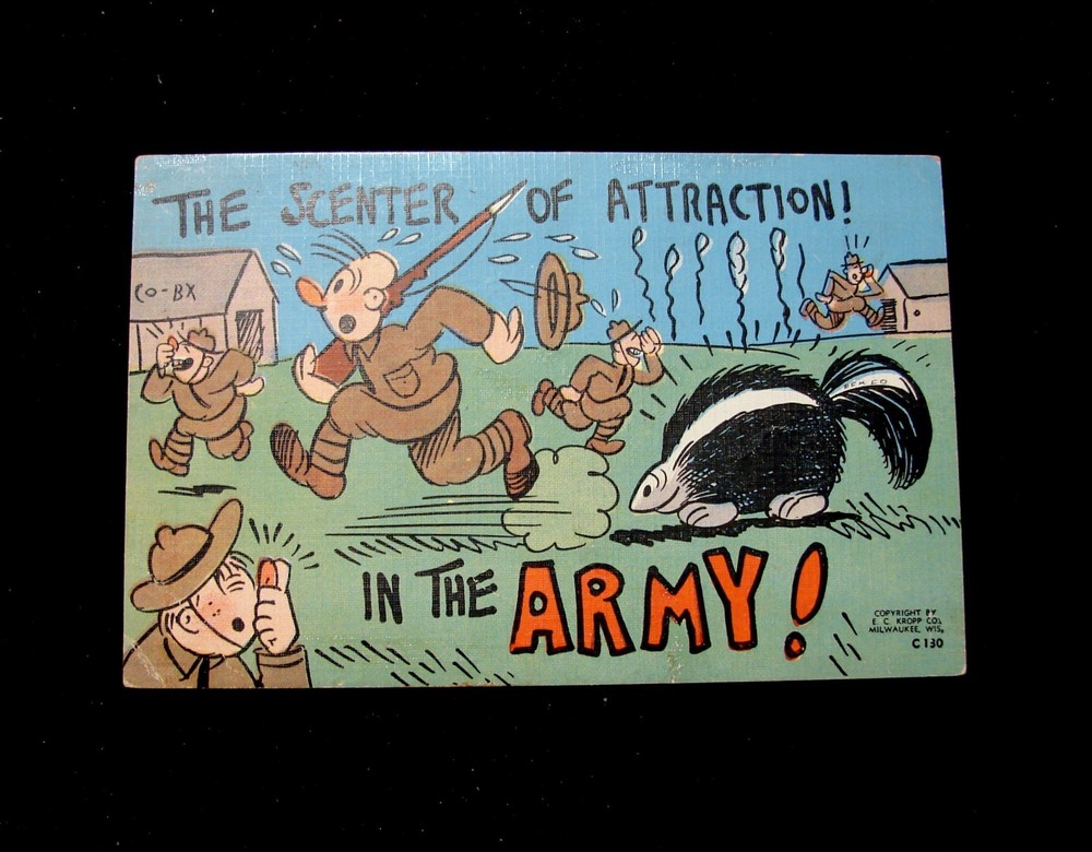 1943 Wwii Postcard Military Comic 