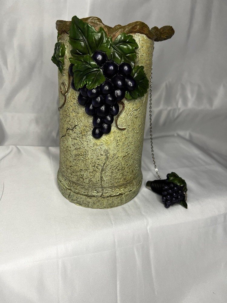 Beautiful Wine Cooler w/ Leaf And Purple Grape And Cork Stopper 7.5” Gift Basket