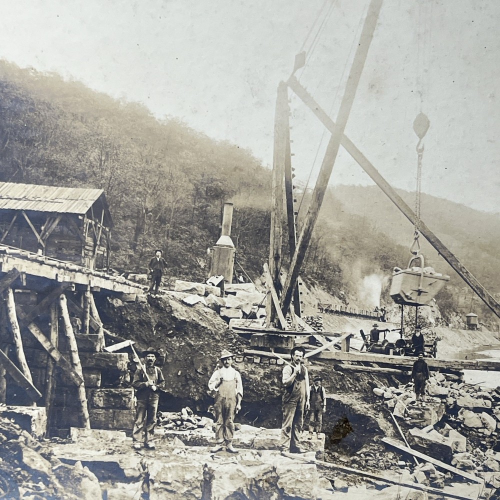 Antique Cabinet Card Photo Early Railroad Construction 1900s - Z2