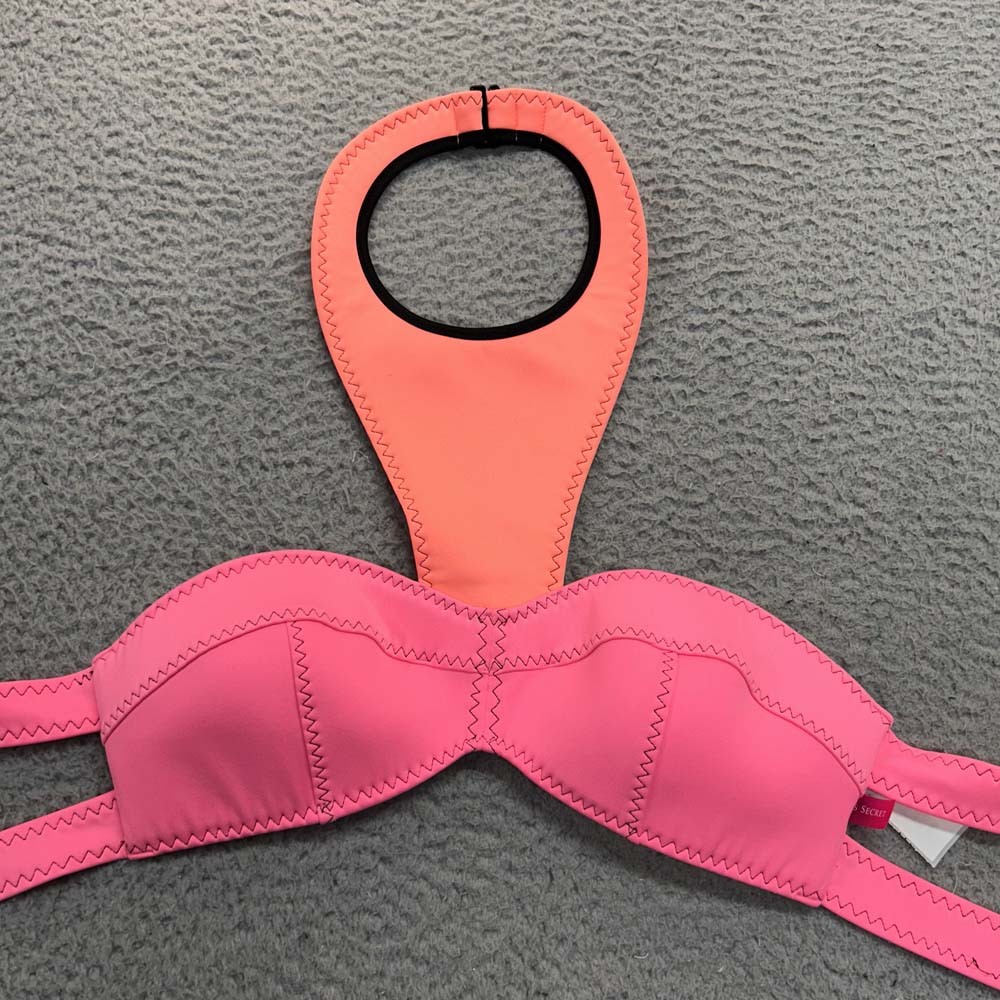 Victoria Secret Swim Bikini Top Womens Size Small Beach Swimwear Neoprene halter