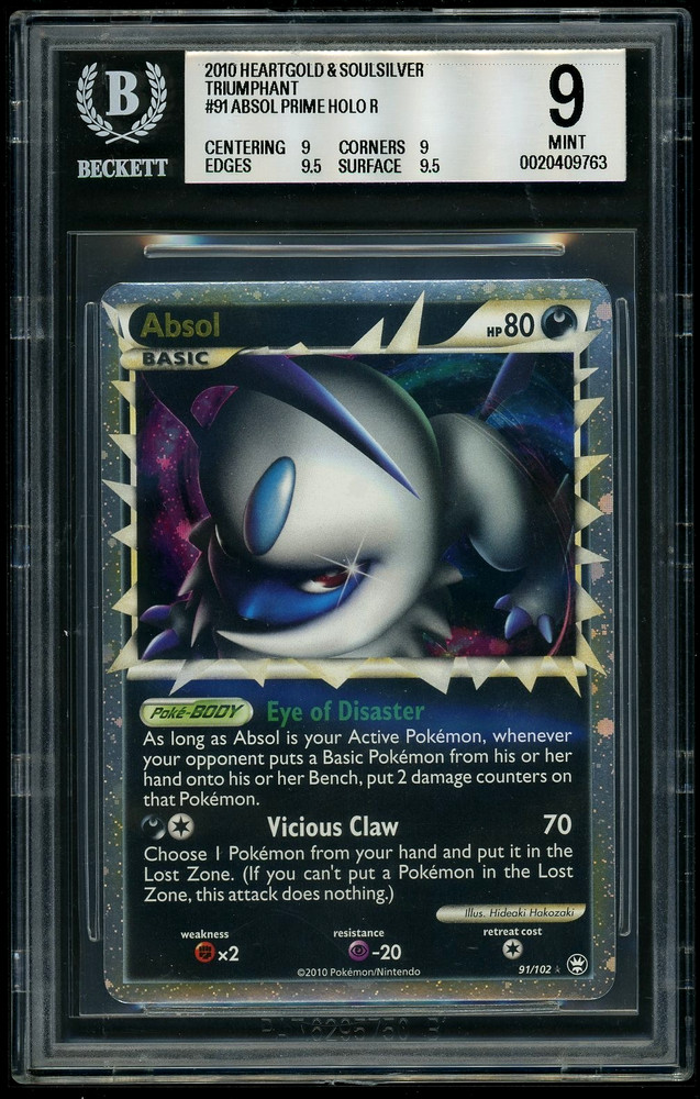 Pokemon Absol Prime 2010 HeartGold and SoulSilver Triumphant HOLO R BGS 9RCH IS ACCEPTING CONSIGNMENTS! UP TO 95% PAYOUTS!