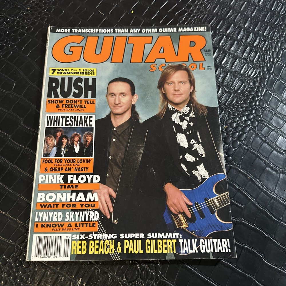 GUITAR SCHOOL Magazine May 1990 Rush Whitesnake Pink Floyd Music Sales