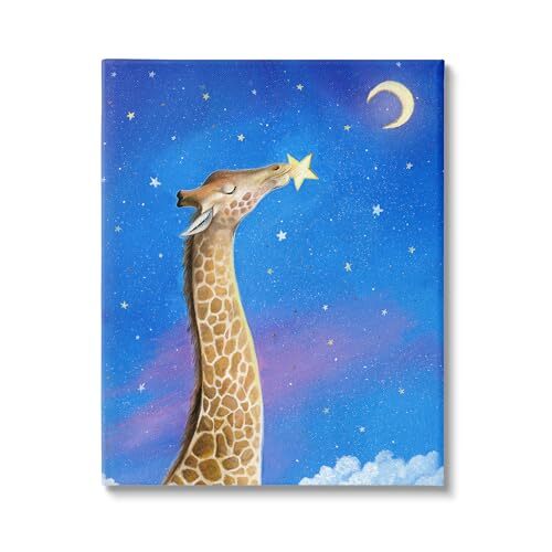 Giraffe In Night Sky Canvas Wall Art by Hannah Spiegleman