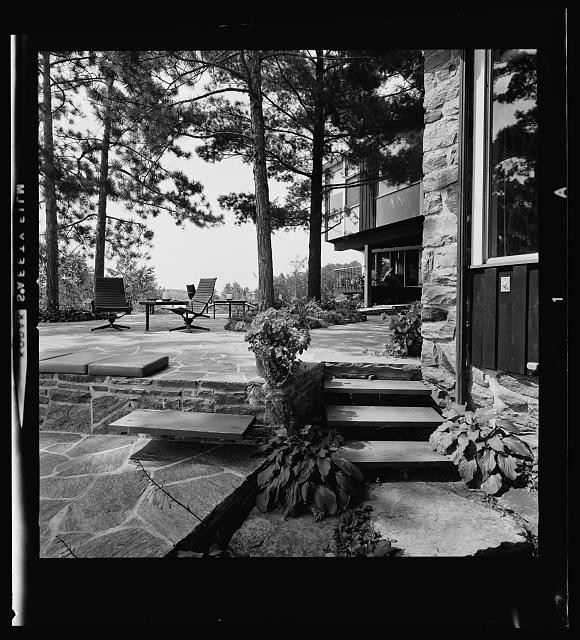 Photo:Ontario Canada 1950s Miller House Terrace Stone Patio Pines