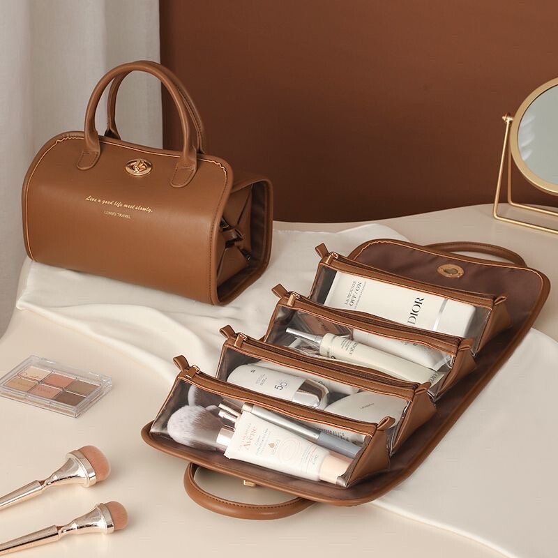Compact Hanging Travel Toiletry Bag with Portable Makeup Organizer and Cosmetic Storage