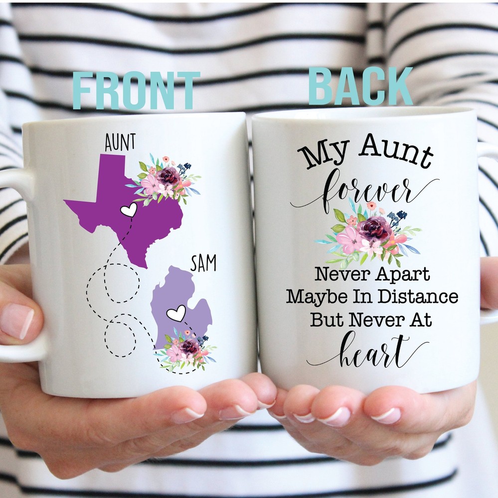 Custom Aunt Gift My Aunt Forever Never Apart Aunt State To State Mug Long