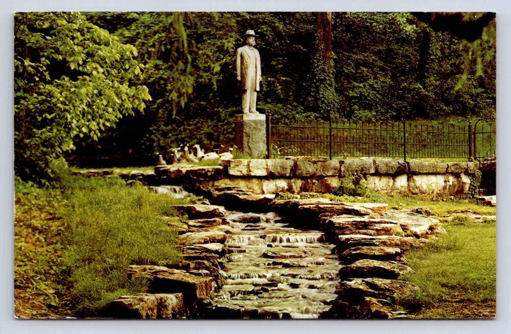 Vintage Postcard Jack Daniels Statue Spring Distillery Lynchburg Tennessee