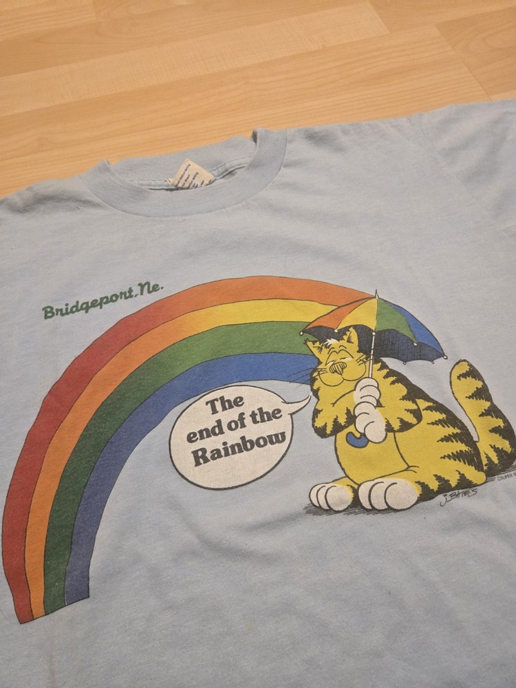 Vintage New Hampshire Rainbow Cat T Shirt Super Shirts 80s Size Large