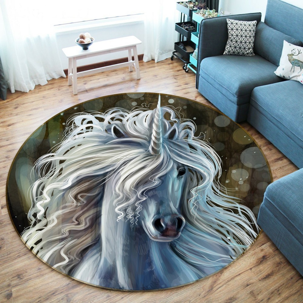 3D Curly White Unicorn O1657 Animal Non Slip Rug Mat Elegant Photo Carpet Fay