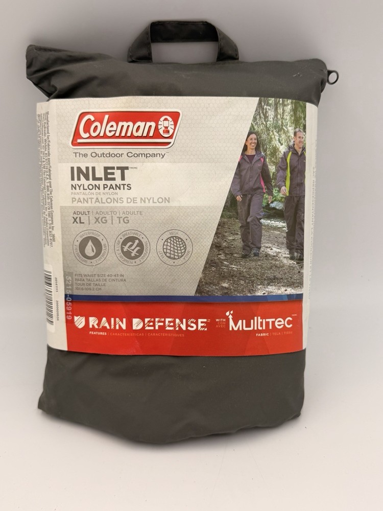 Coleman Rain Defense Waterproof Nylon Pants Men's Women's XL Black Unisex Nomad