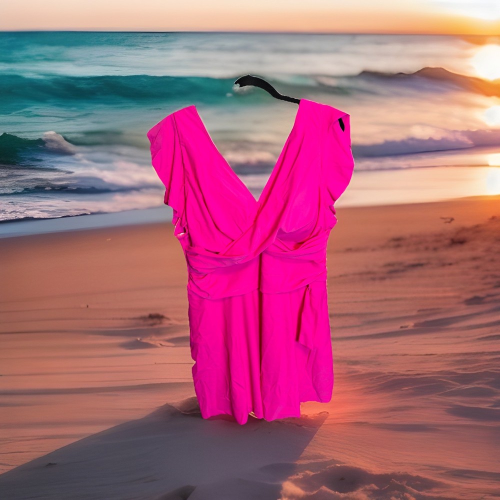 Women’s Plus Size 20W  Hot Pink Swim Dress  One Piece