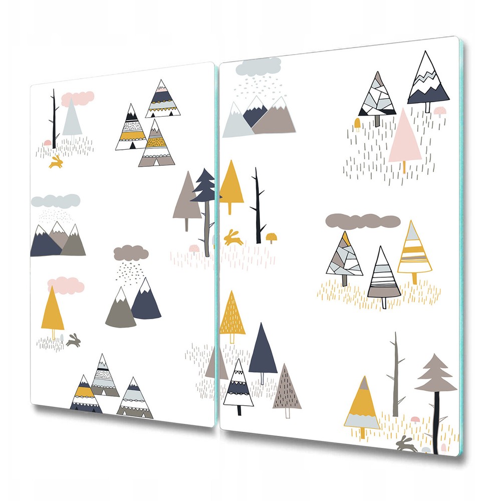 Serving Chopping Cutting Board Glass Cover Worktop Saver Trees white 2x30x52