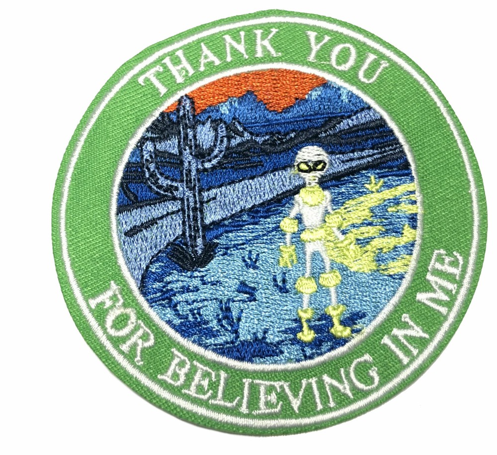 Alien UFO Patch Embroidered DIY Iron-On Applique X-Files Area 51 Mystery Funny