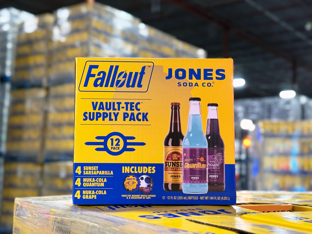 Jones Soda Fallout Vaul-tec Supply Pack 12 pack with Vault-tec Bottle Opener!