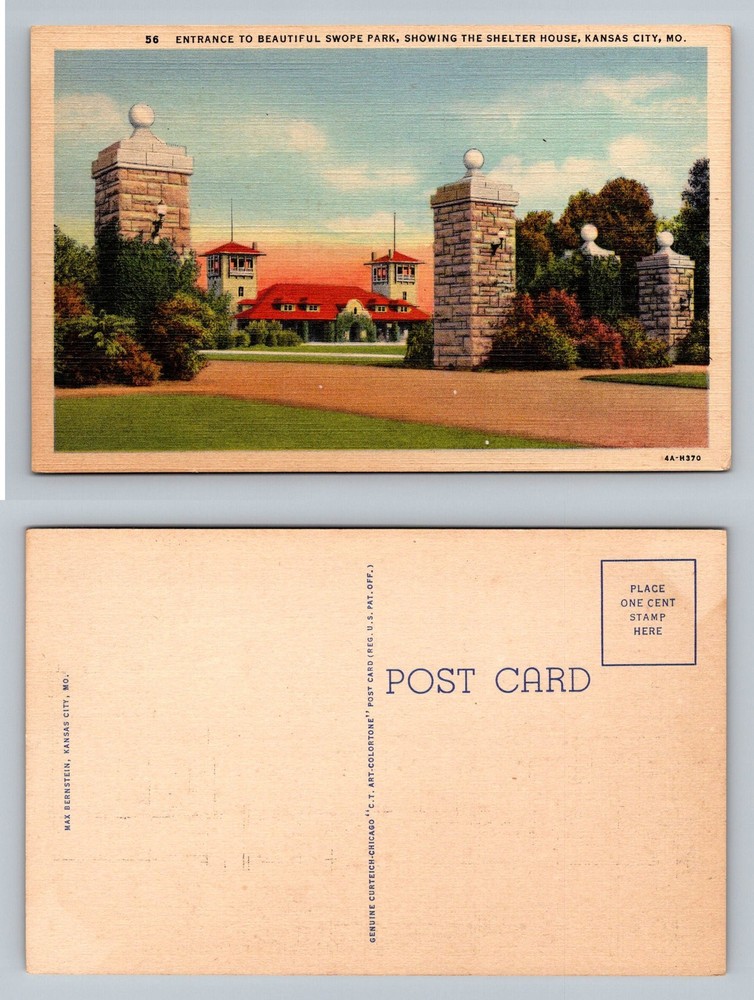 Kansas City, MO-Missouri, Swope Park Shelter House Entrance Vintage Postcard