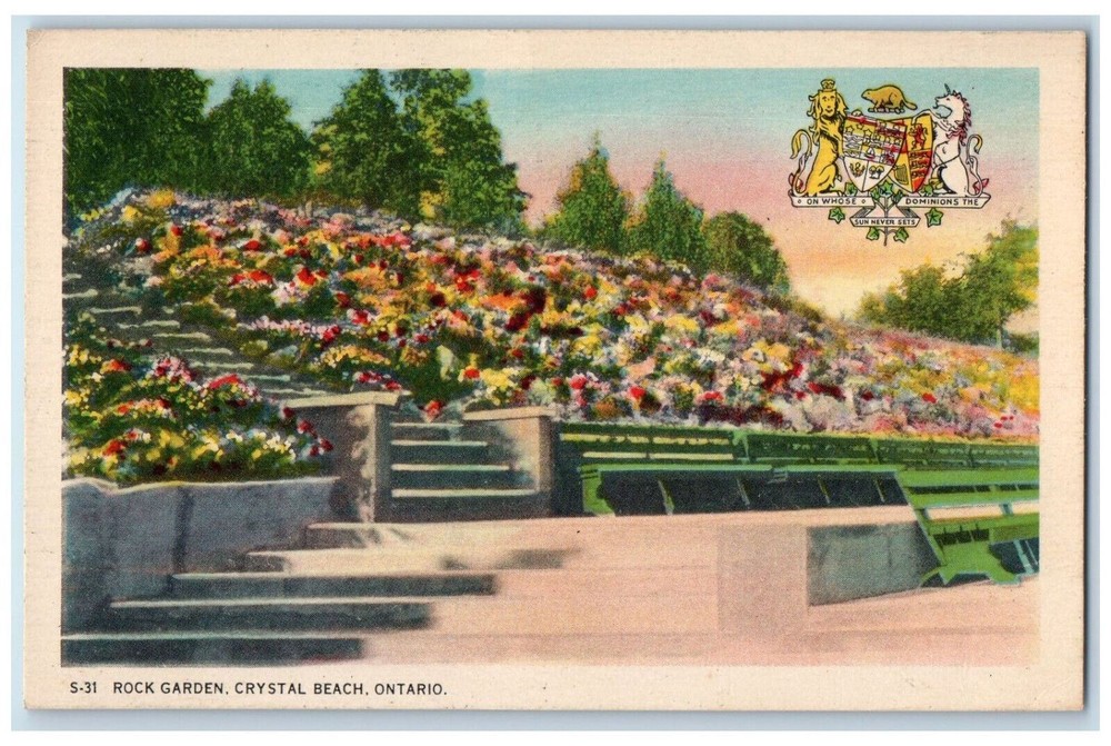 c1940's Rock Garden Crystal Beach Ontario Canada Vintage Unposted Postcard