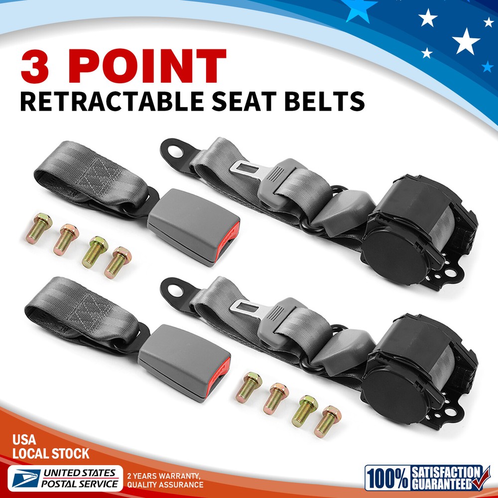 For Chevrolet Avalanche 2007-13  Pair Universal 3 Point Retractable Seat Belts