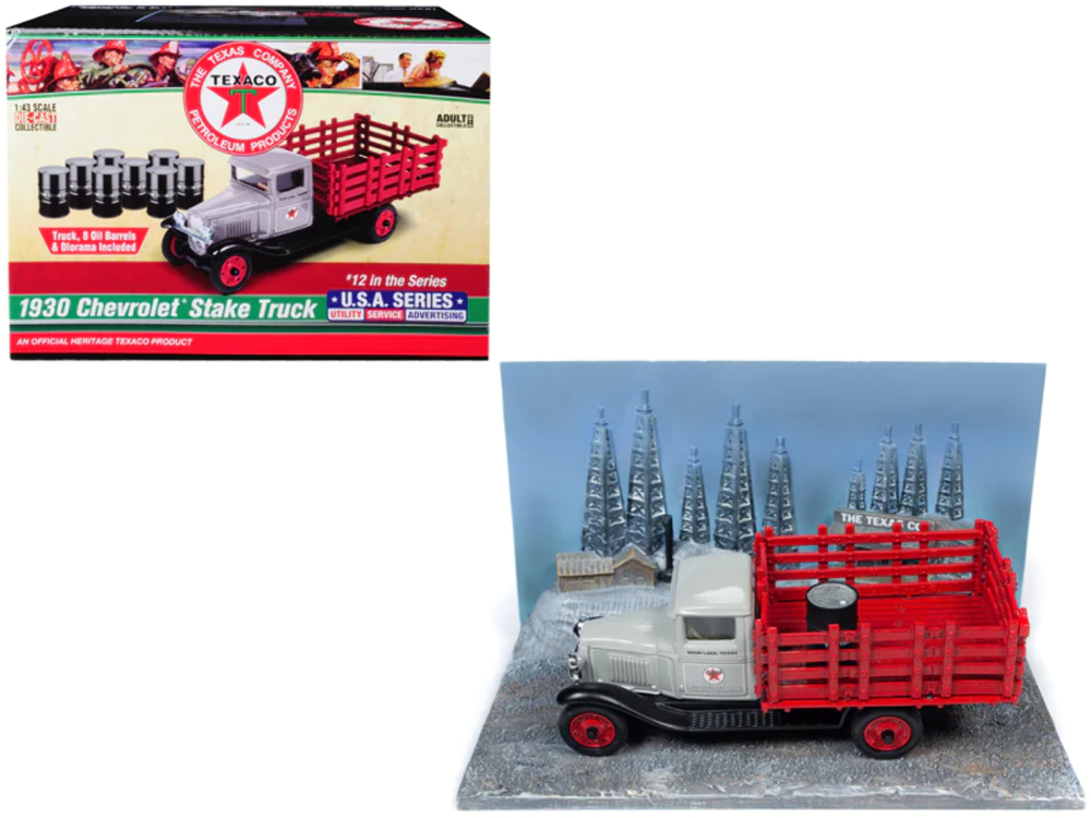 1930 Chevrolet Stake Truck with Eight Oil Barrels and Oil 1/43 Diecast Model