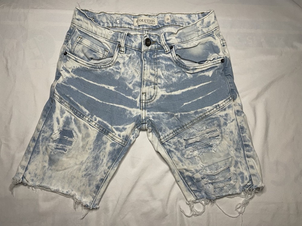 Evolution in design jorts men’s 29 distressed altered light washed jean shorts